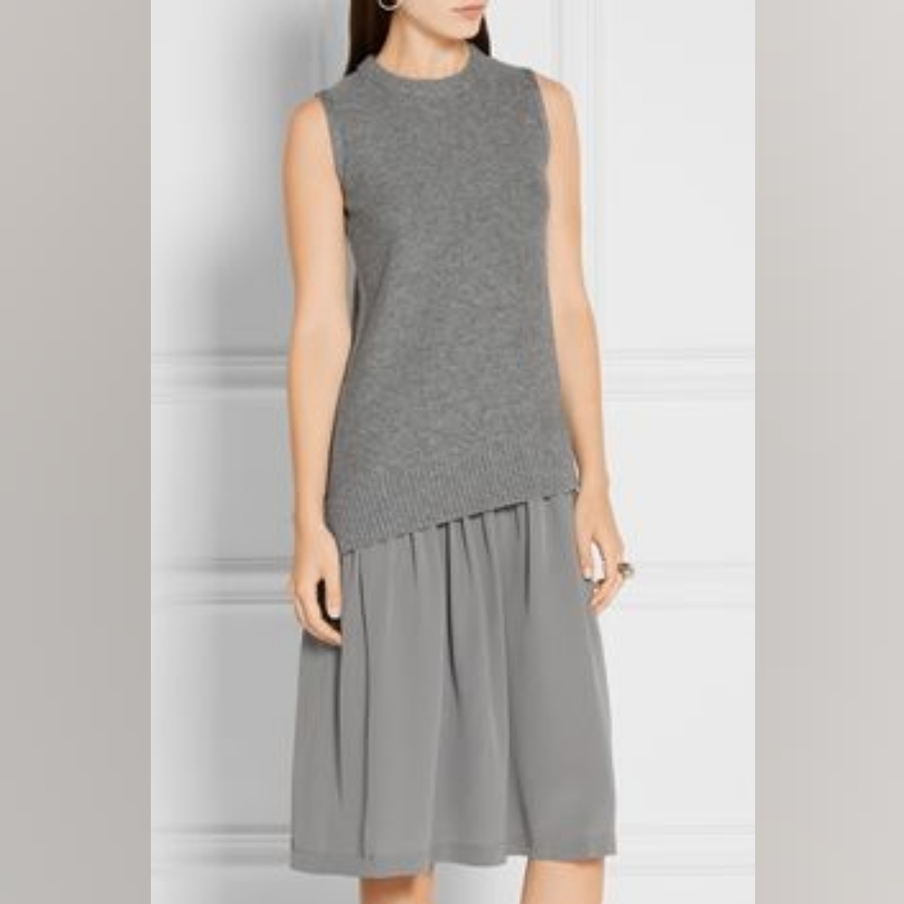 HP. Joseph Asymmetric Waist Drop Midi Dress In Grey